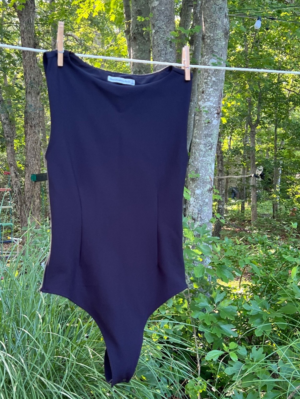 Abercrombie & Fitch Crepe Sleeveless Thong Bodysuit